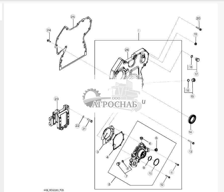 4436 Крышка распределительных шестерен и водяной насос 